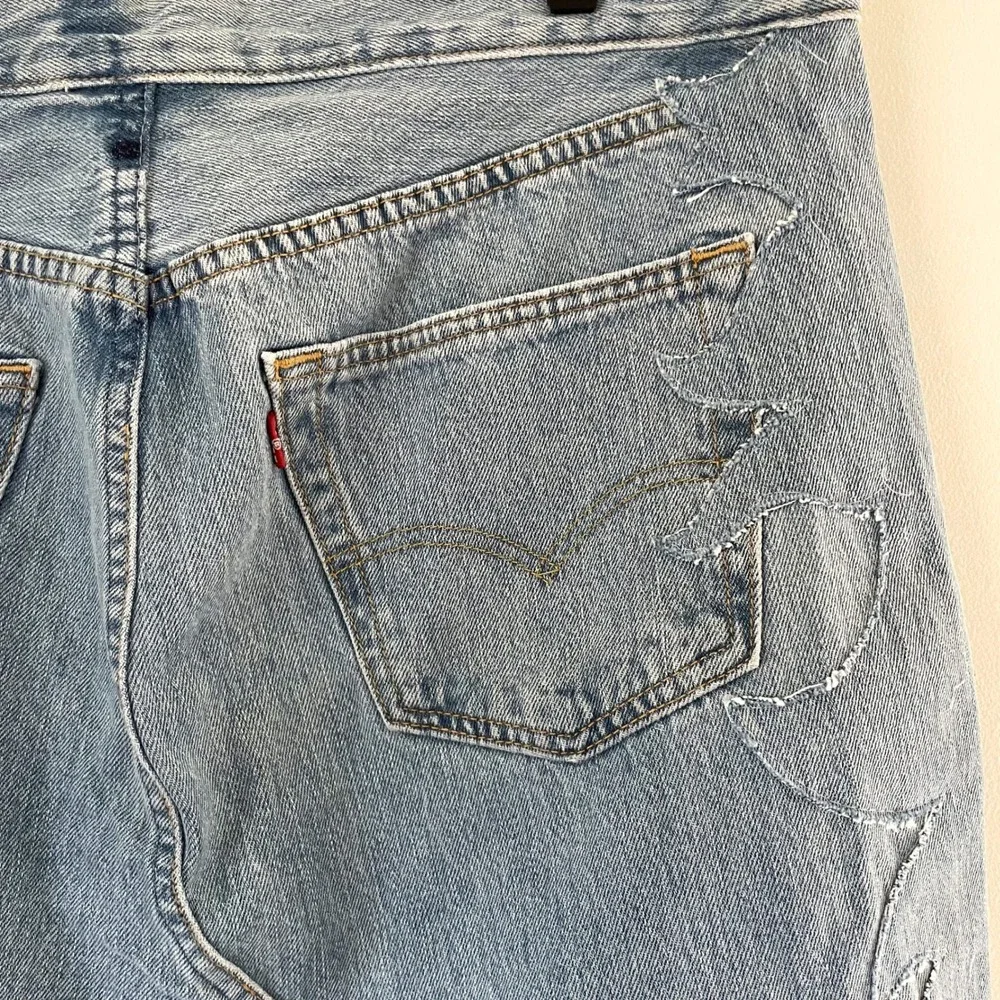 Levis Upcycled Denim Fringe Skirt XL Flame Stitch Western Cowgirl Festival